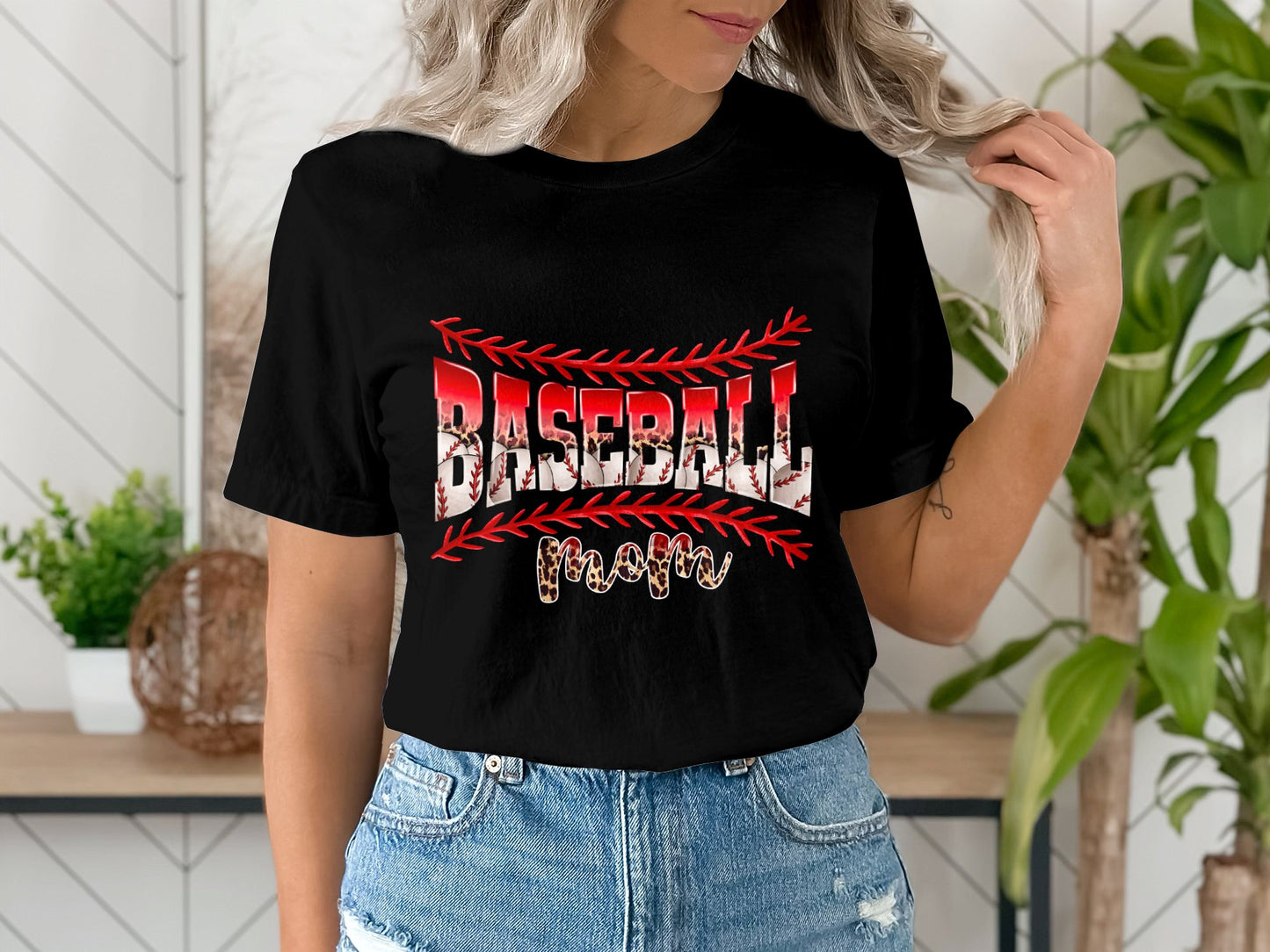 Baseball Mom Leopard Red - T-shirt