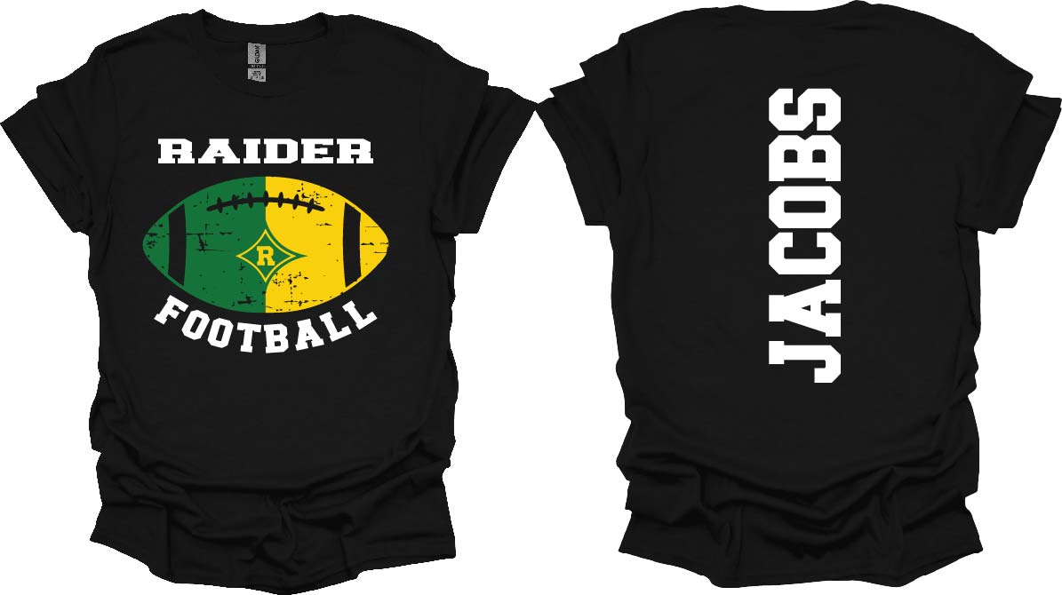 Football - RSHS Raider Distressed Football Tshirt