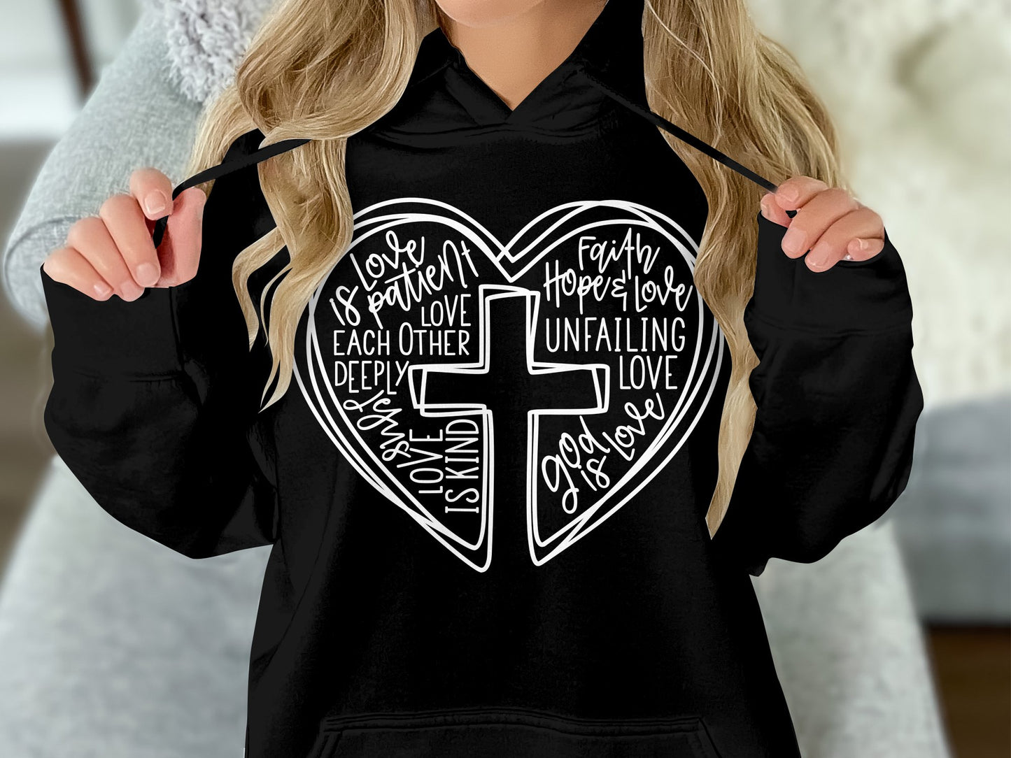 Heart Crossword - Fleece Hoodie Sweatshirt