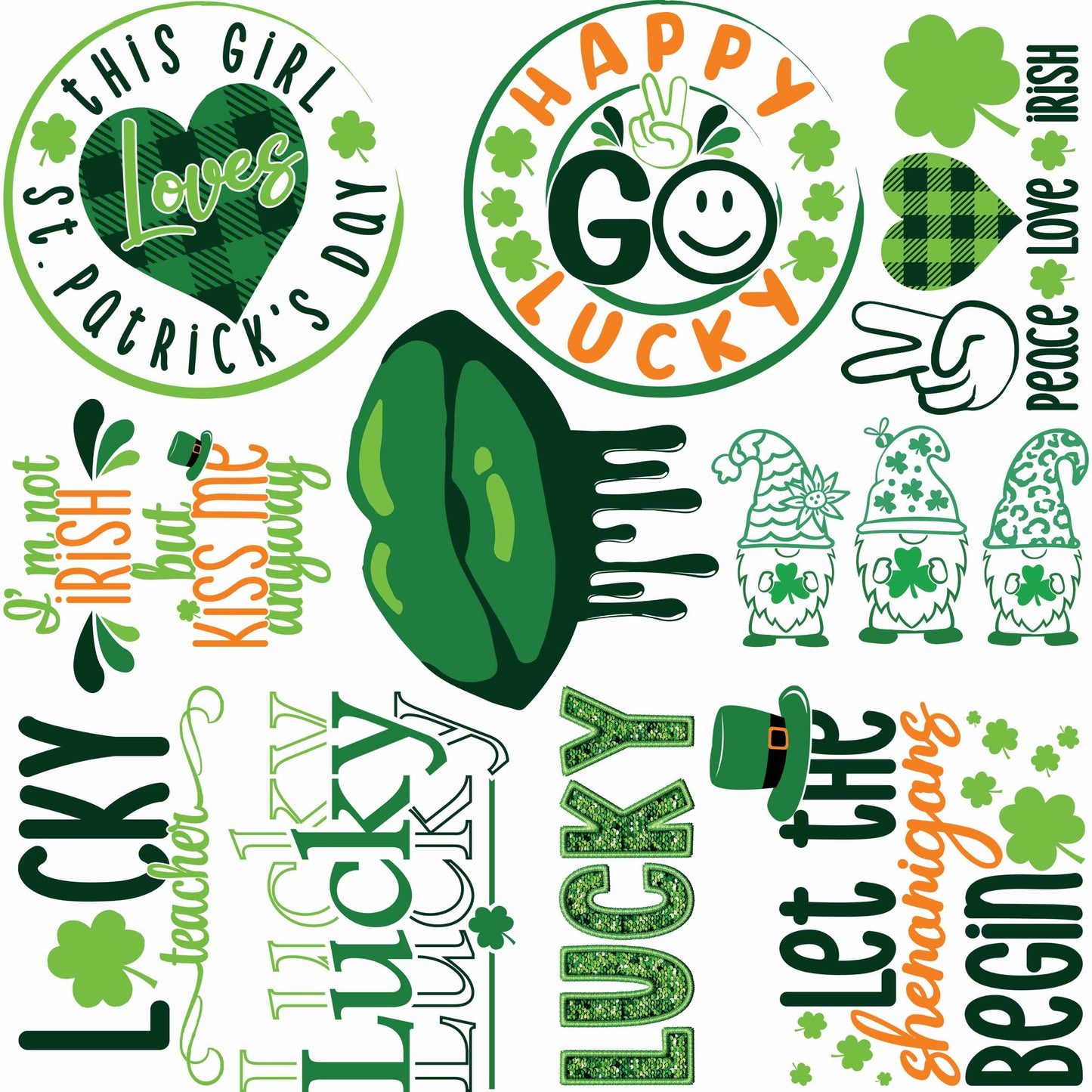 St Patricks Premade Dtf Gang Sheet Lucky 30x30 Carolina Southern