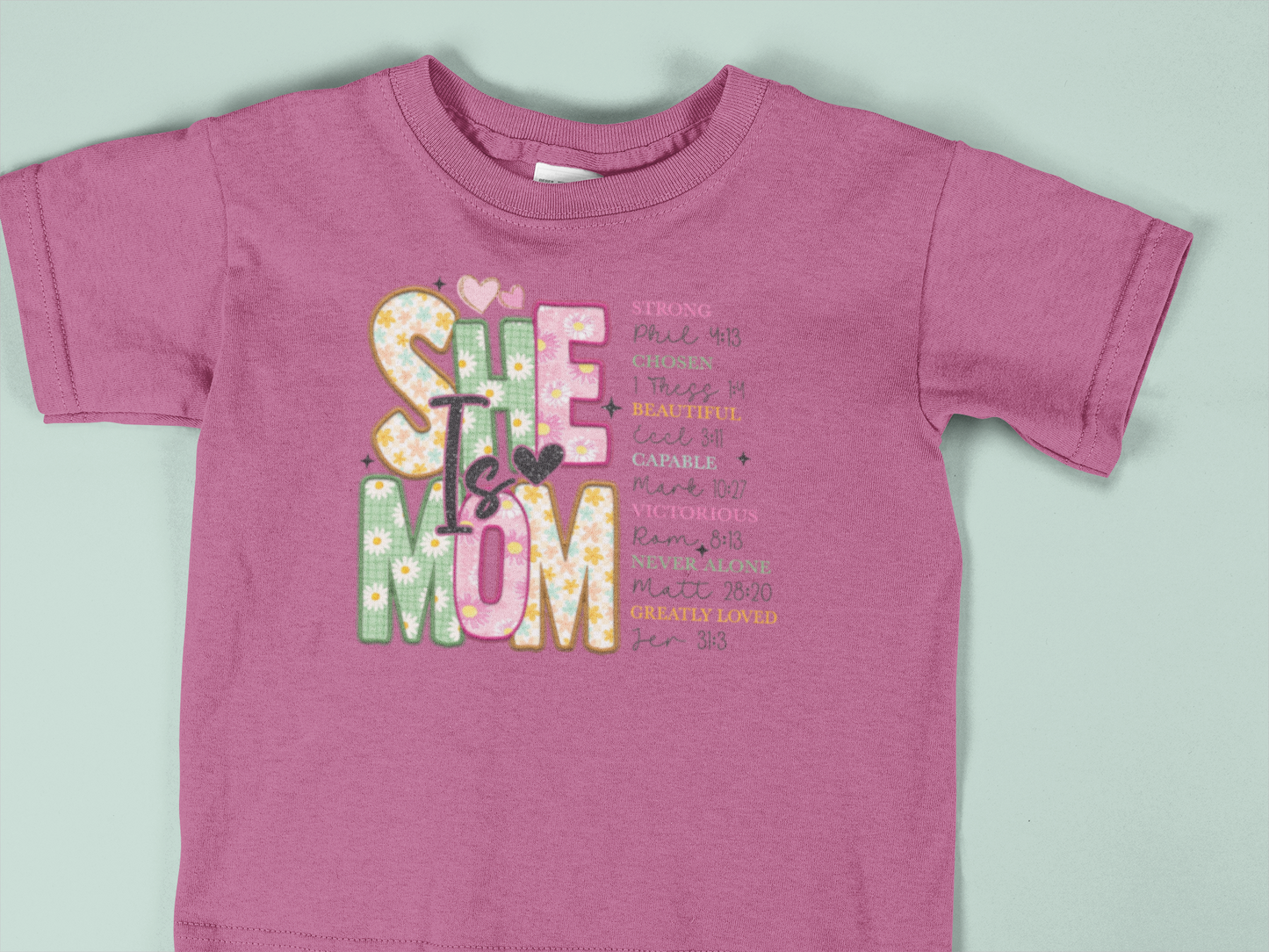 Mama - She is Mom Faux Embroidery Lettering Tshirt