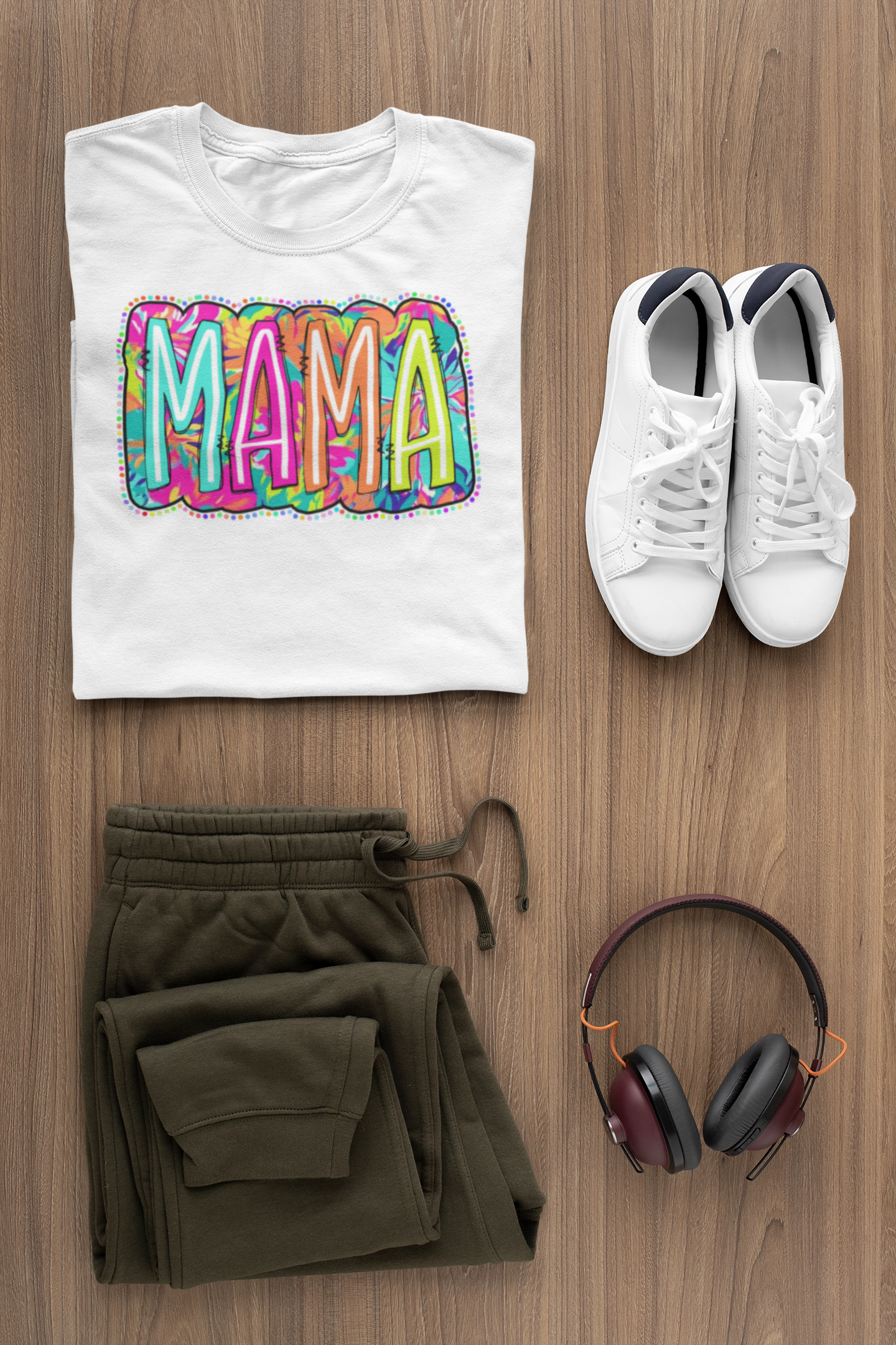 Mama Bright Neon Colorful letters T-shirt